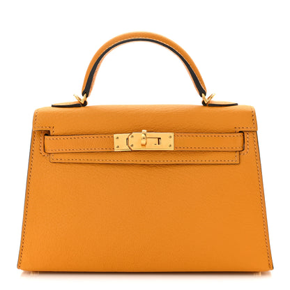 Hermes Chevre Mysore Mini Kelly Sellier 20 Jaune D'or 1 of 10