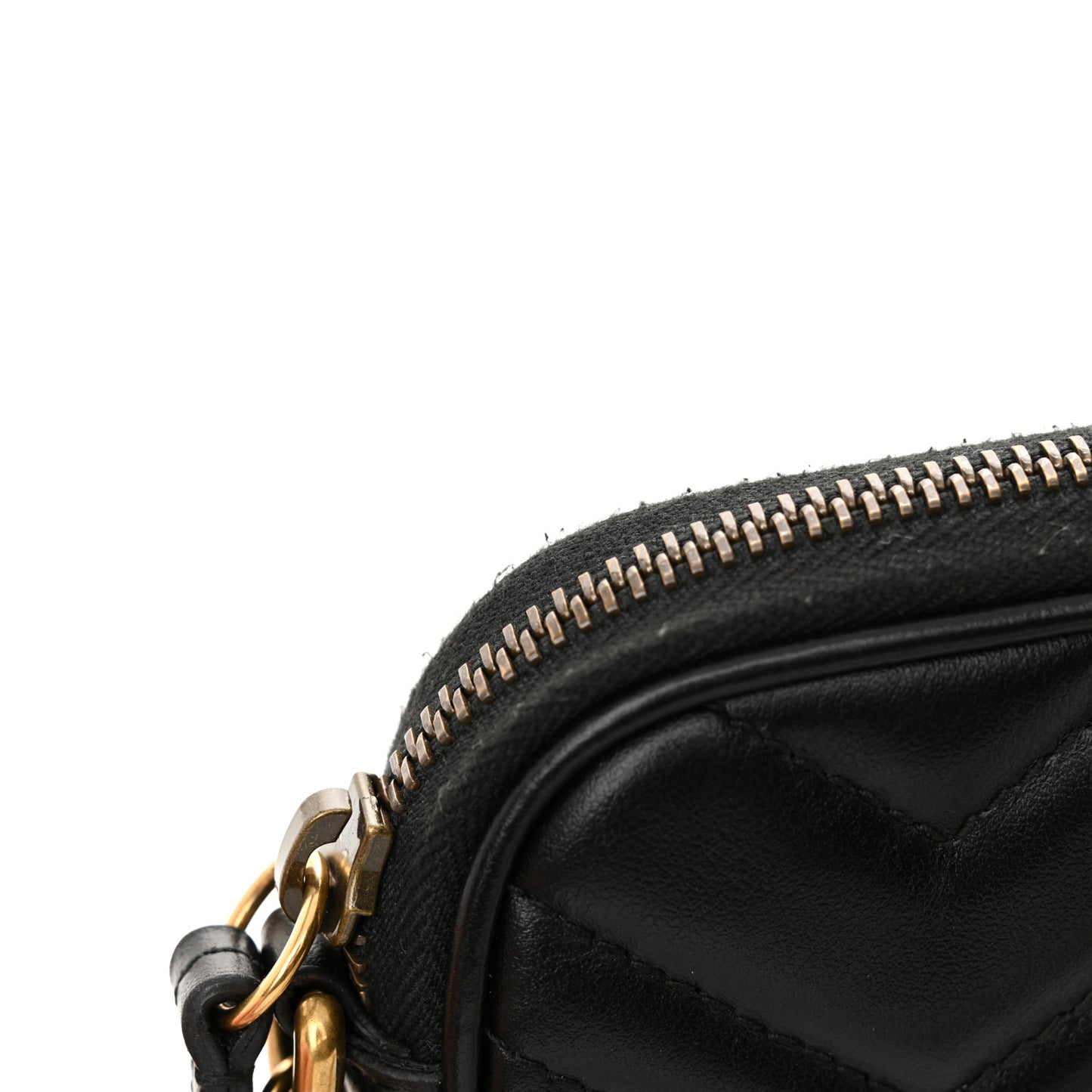 Calfskin Matelasse Mini GG Marmont Chain Crossbody Bag Black