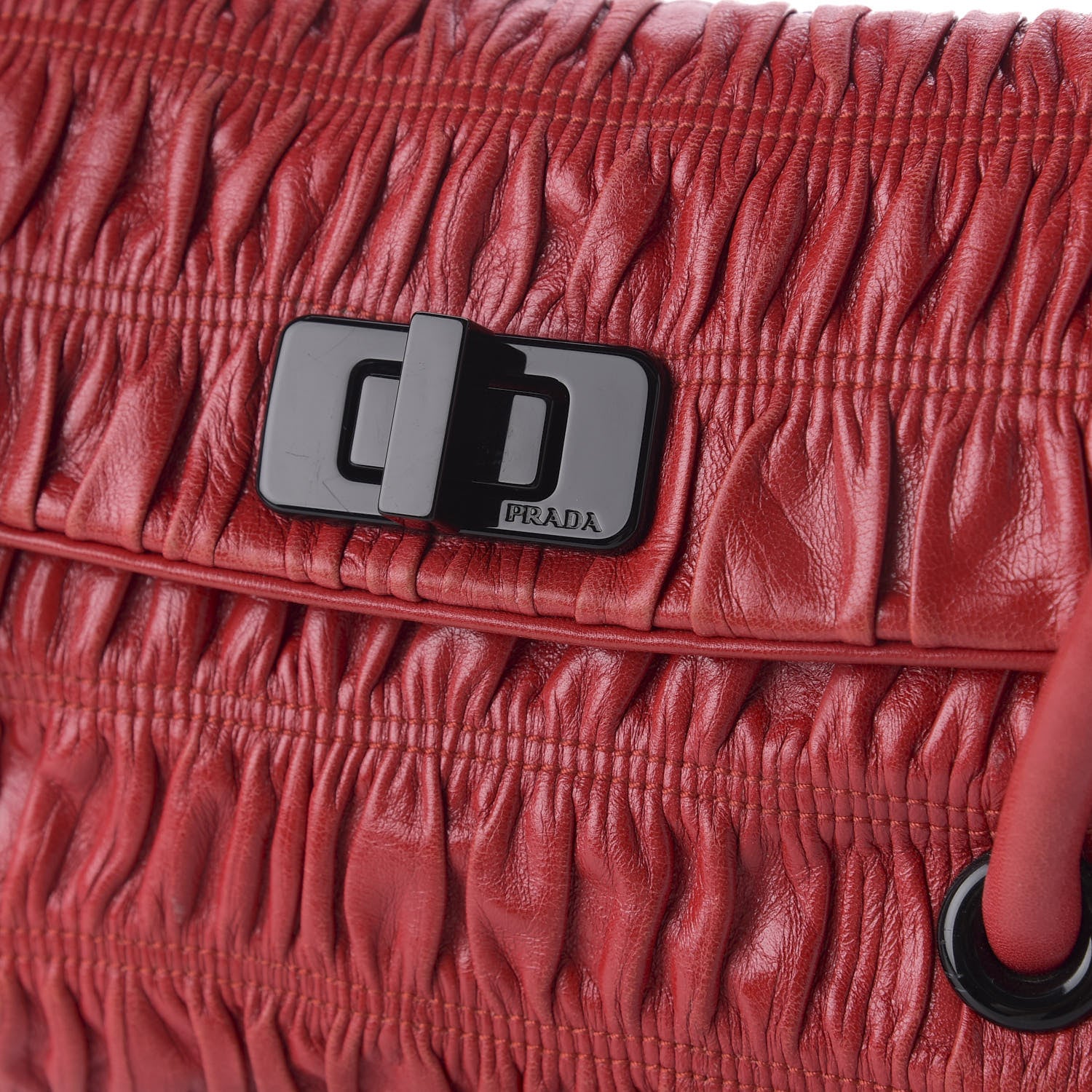 Prada Capretto Gaufre Flap Bag Rosso 10 of 10
