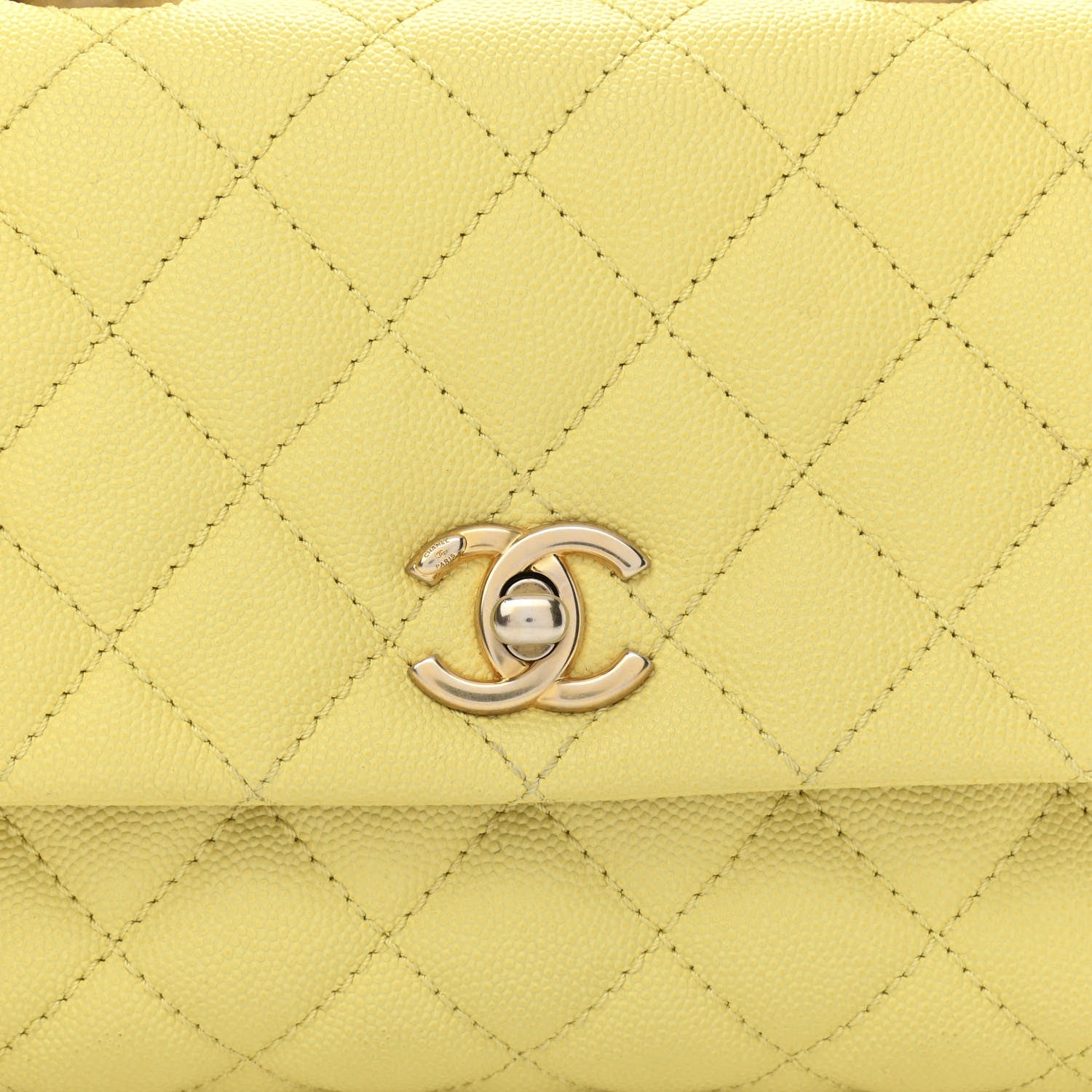 Chanel Caviar Quilted Mini Coco Handle Flap Yellow 7 of 10