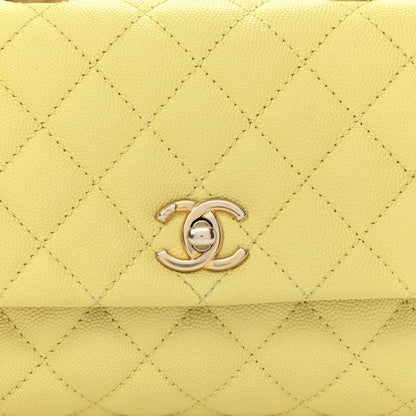 Chanel Caviar Quilted Mini Coco Handle Flap Yellow 7 of 10