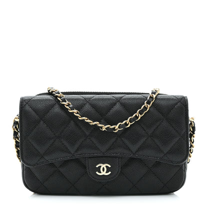 Chanel Caviar Quilted Flap Phone Holder With Chain Black 1 of 12