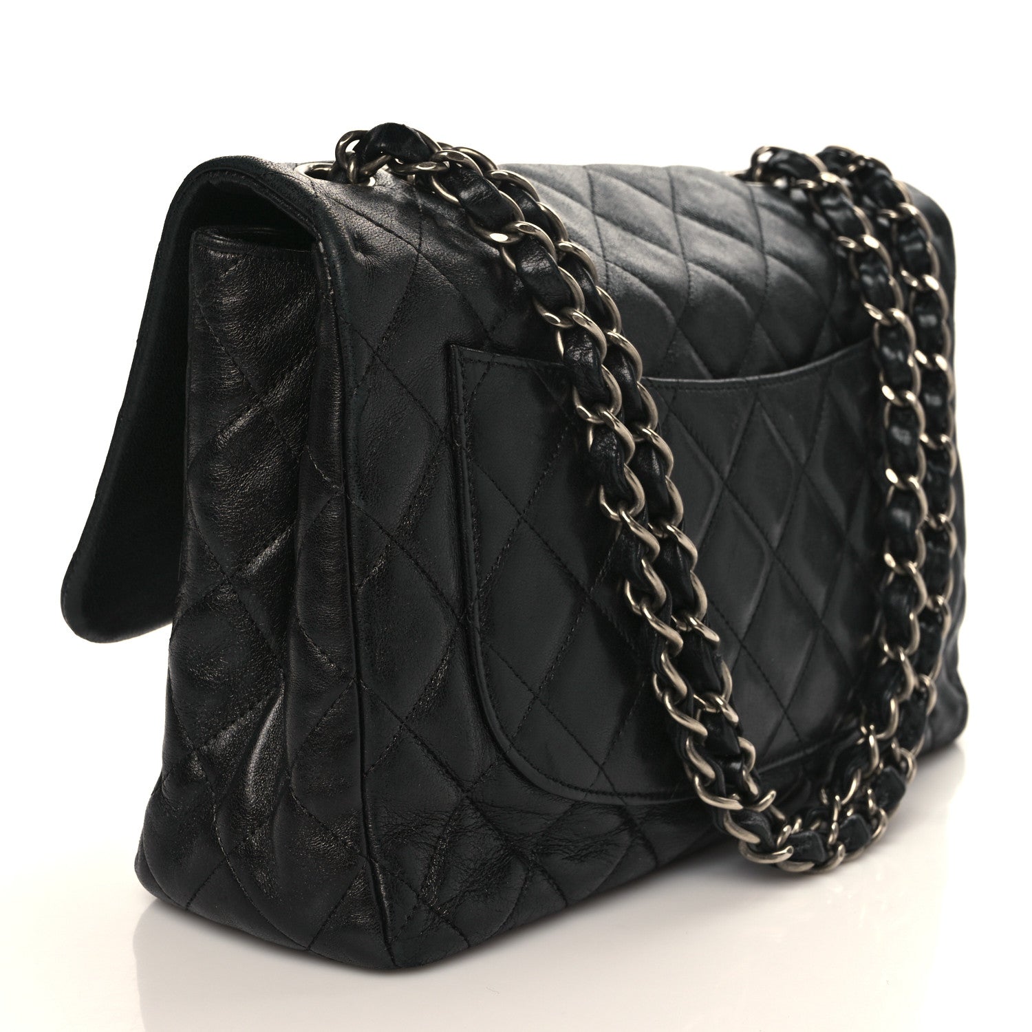 Chanel Washed Lambskin Quilted Jumbo Hybrid Reissue Flap Black 3 of 9