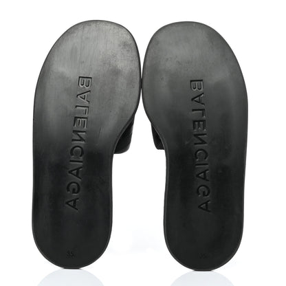 Balenciaga Nylon Jacquard Diagonal Logo Hotel Slide Sandals 35 Black 5 of 6