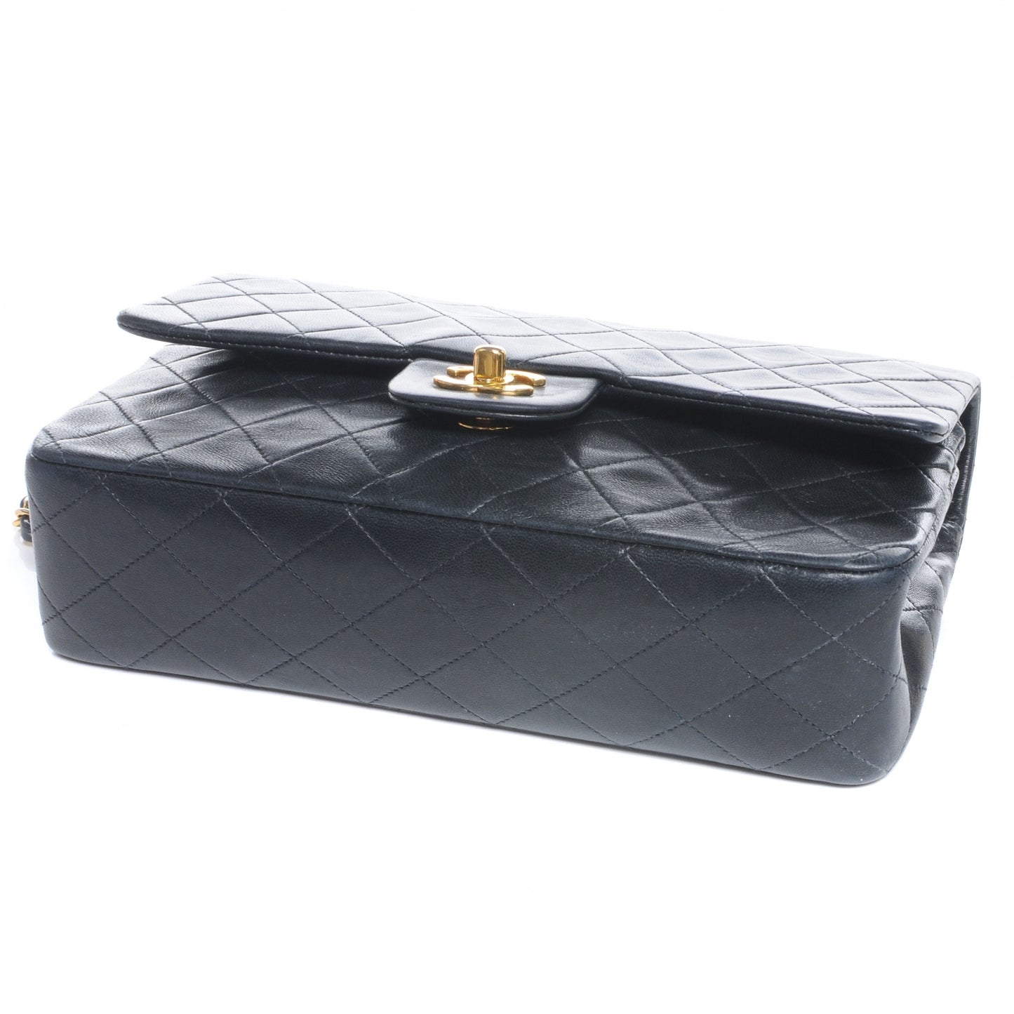 Lambskin Medium Double Flap Black