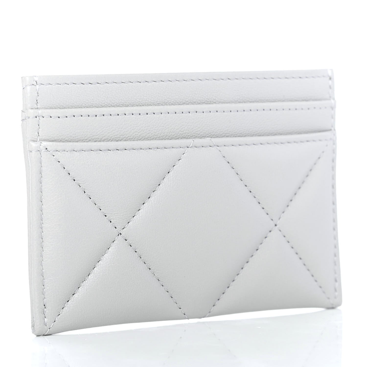 Chanel Lambskin Quilted Chanel 19 Card Holder Grey 2 of 4