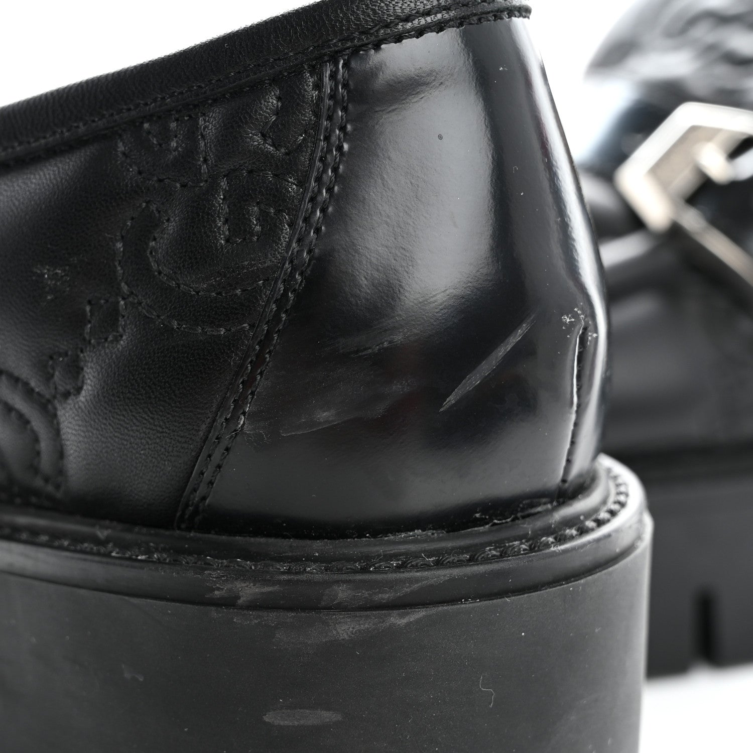 Gucci Nappa Cordovan Lux GG Matelasse Buckled Platform Lug Sole 60mm Loafers 37.5 Black 16 of 16