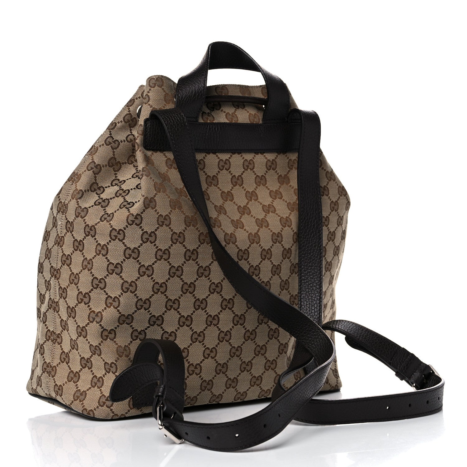 Gucci Monogram Dollar Calfskin O Drawstring Backpack Beige Ebony Testa di Moro Dark Chocolate 4 of 17