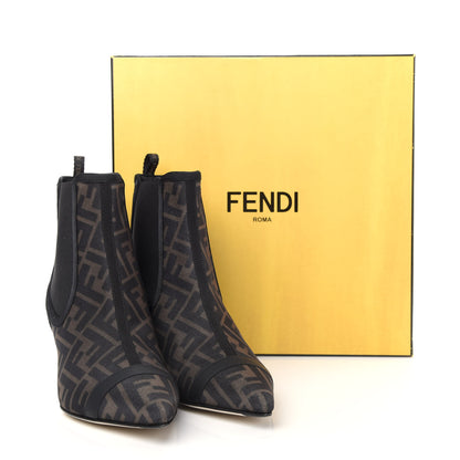 Fendi Mesh Tulle FF Colibri 55mm Ankle Booties 39 Tobacco Moro Black 10 of 10