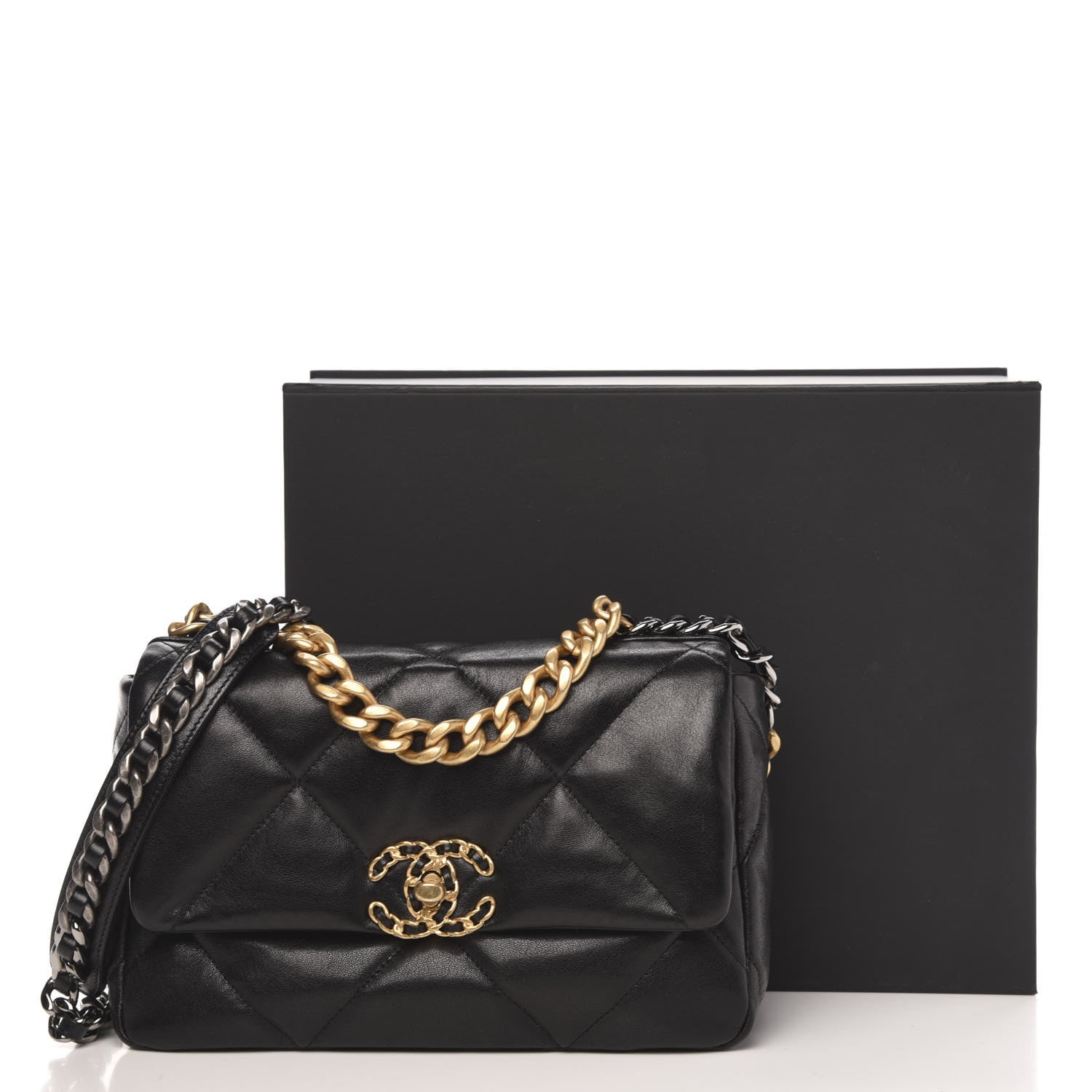 Chanel Goatskin Quilted Medium 19 Flap Black 11 of 11