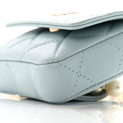 Chanel Lambskin Quilted Pearl Chain Belt Bag Light Blue 11 of 12