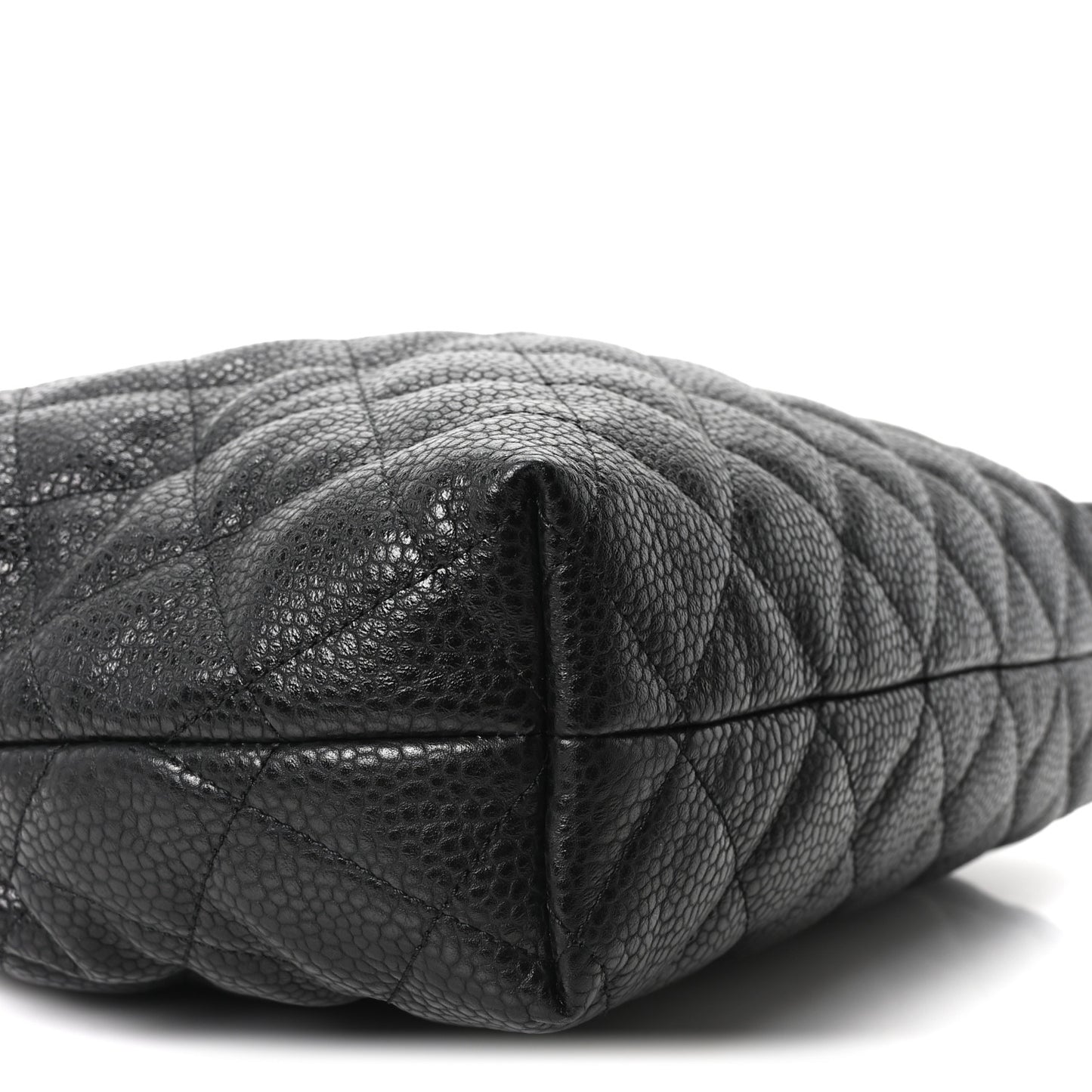 Shiny Caviar Quilted Large Bowling Bag Black Black Black