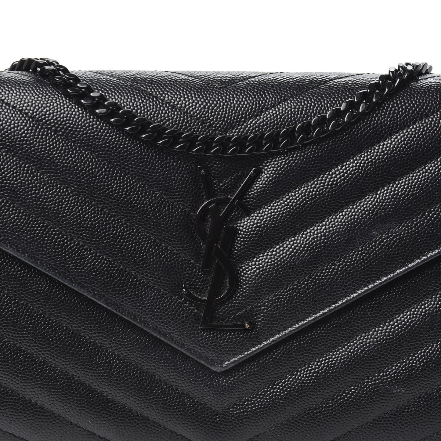 Grain De Poudre Matelasse Chevron Monogram Chain Wallet Black