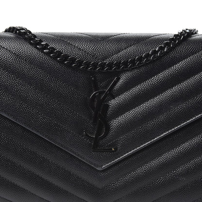 Saint Laurent Grain De Poudre Matelasse Chevron Monogram Chain Wallet Black 9 of 9