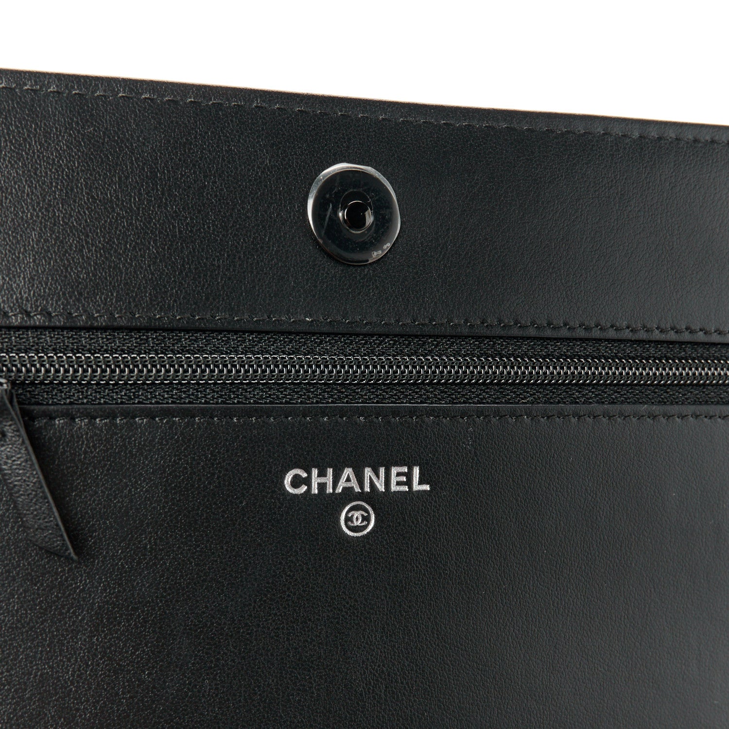 Chanel Aged Calfskin Chevron Quilted Gabrielle Wallet On Chain WOC Black 6 of 13
