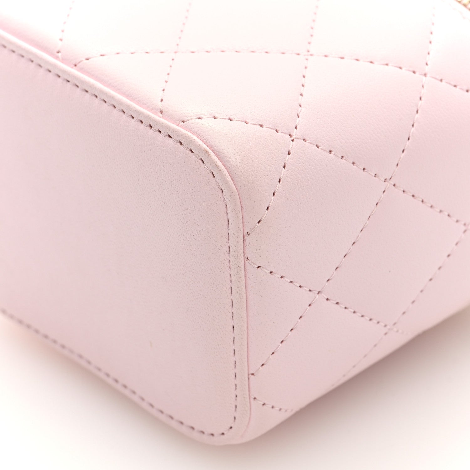 Chanel Lambskin Quilted Mini Top Handle Vanity Case With Chain Light Pink 10 of 11