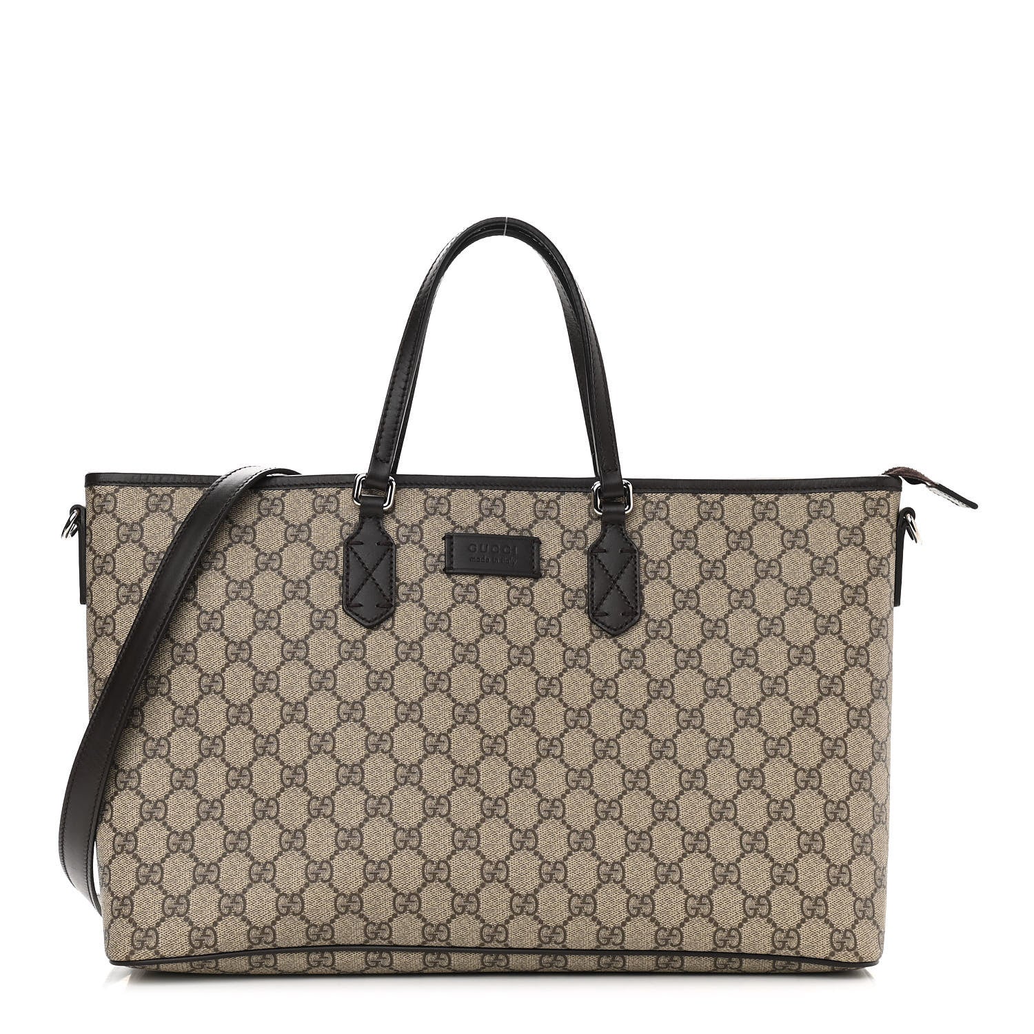 Gucci GG Supreme Monogram Medium Zippered Tote Dark Brown 1 of 10