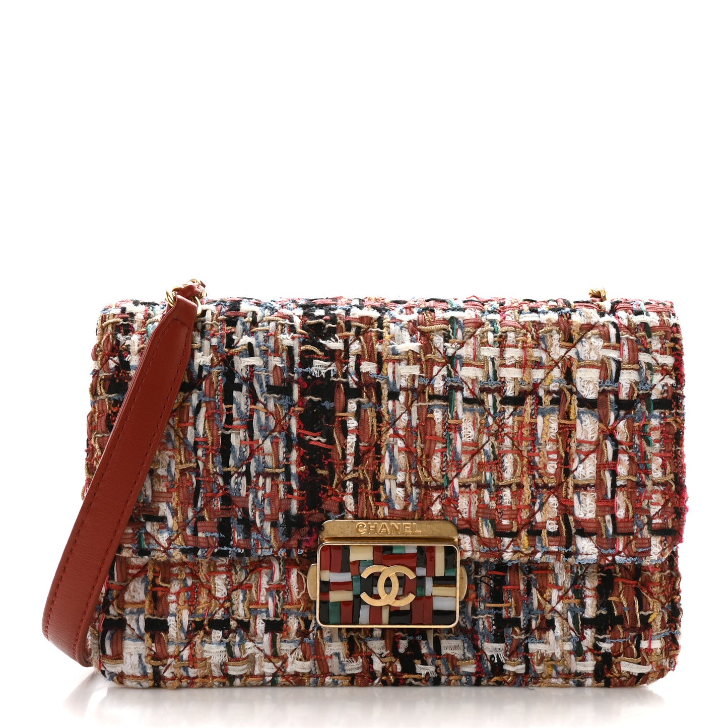 Tweed Quilted Flap Red Multicolor