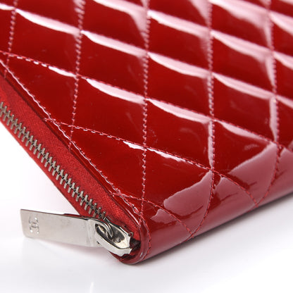 Chanel Patent Quilted Large Brilliant Zip Around Organizer Wallet Red 9 of 17
