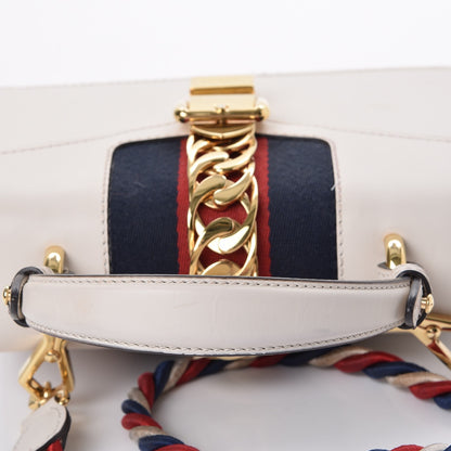 Gucci Calfskin Mini Sylvie Top Handle Bag White 14 of 19