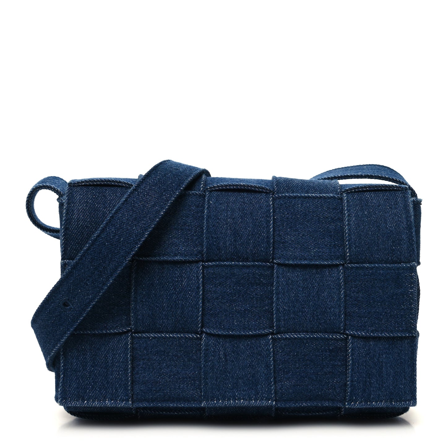 Denim Maxi Intrecciato Cassette Crossbody Bag Indigo