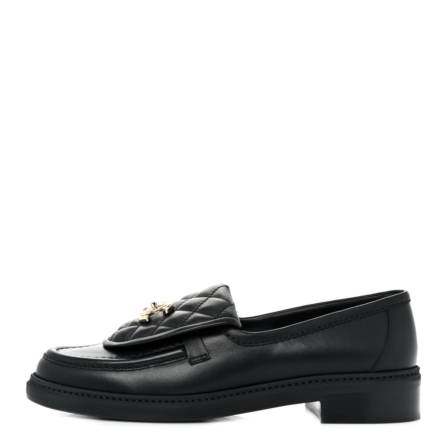 Lambskin Quilted CC Turnlock Loafers 38 Black