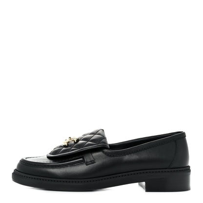 Chanel Lambskin Quilted CC Turnlock Loafers 38 Black 1 of 9