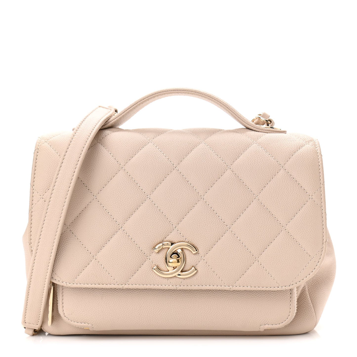 Caviar Quilted Medium Business Affinity Flap Beige