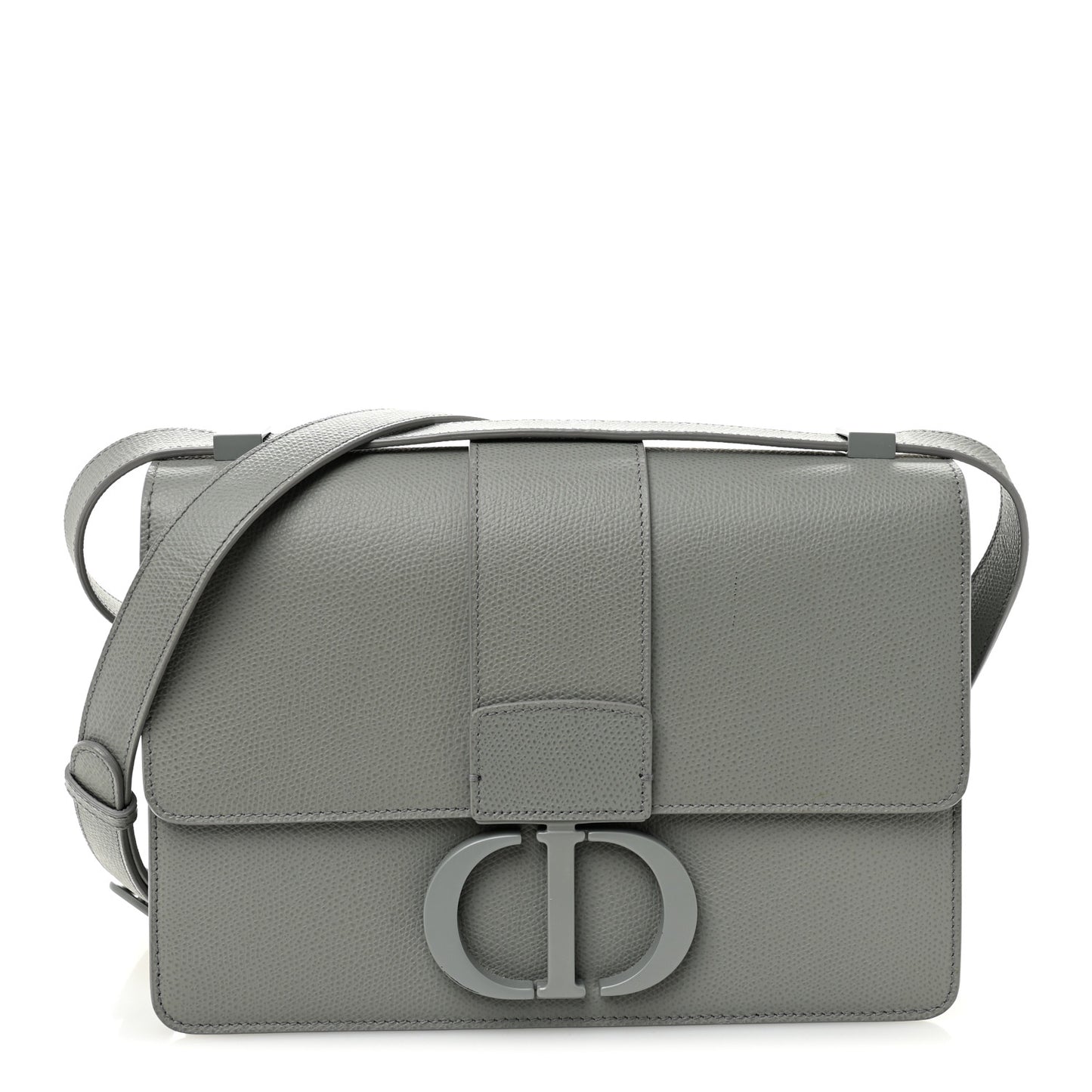 Ultra Matte Grained Calfskin 30 Montaigne Flap Bag Grey