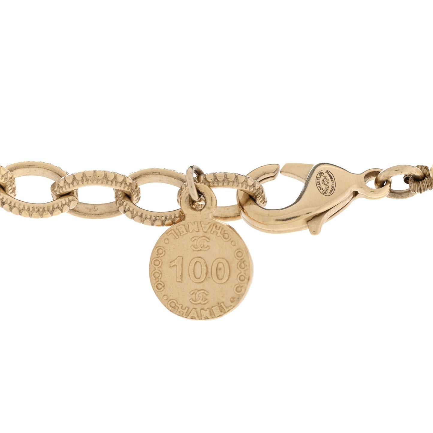 Pearl CC 100th Anniversary Necklace Light Gold