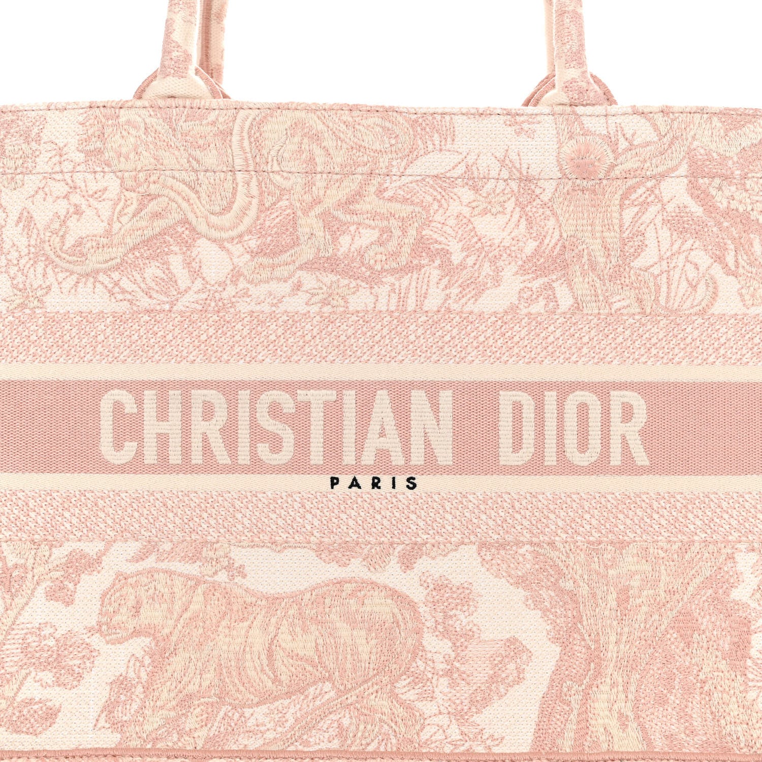 Christian Dior Canvas Toile De Jouy Embroidered Medium Book Tote Pink 7 of 10