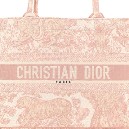 Christian Dior Canvas Toile De Jouy Embroidered Medium Book Tote Pink 7 of 10