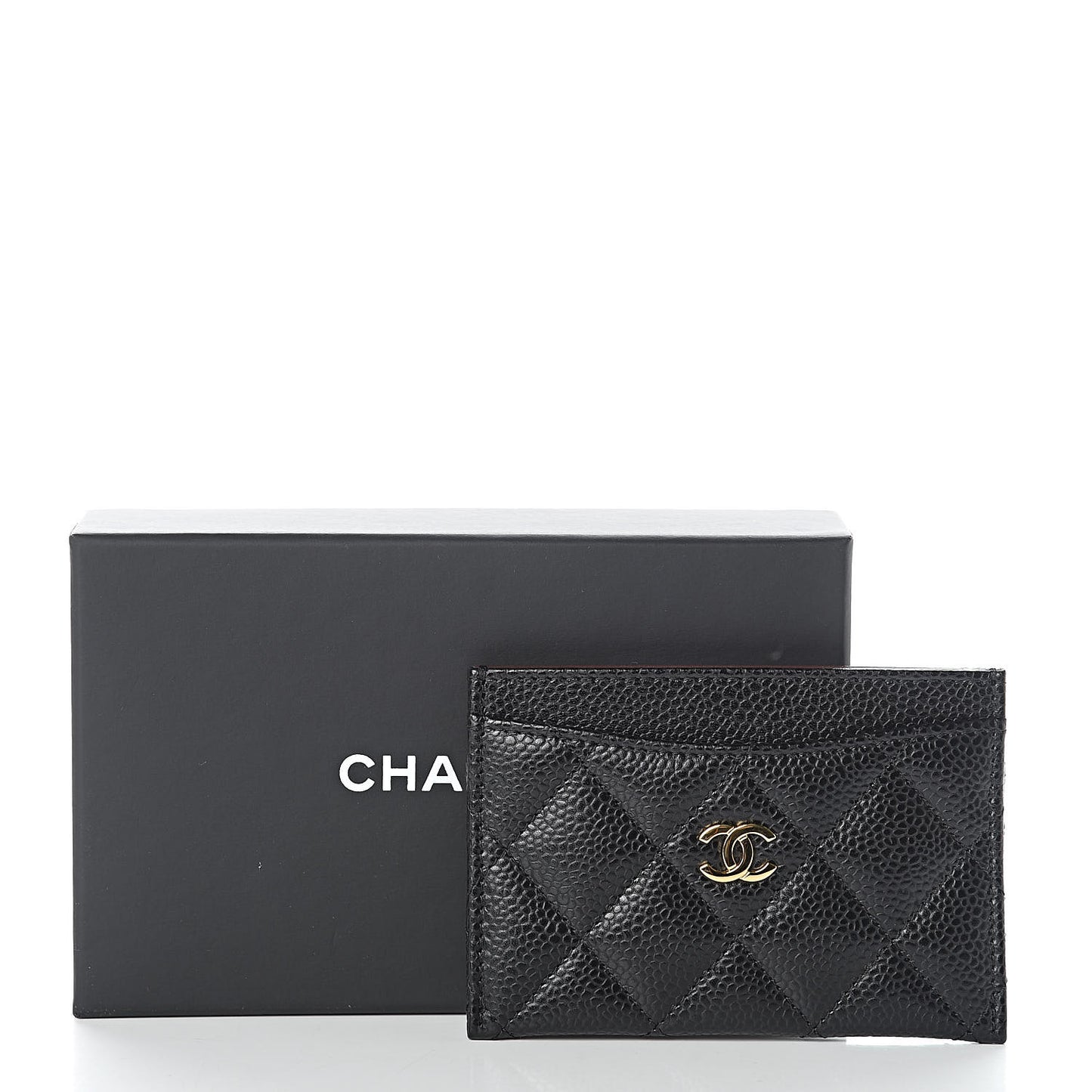 Caviar Quilted Card Holder Black