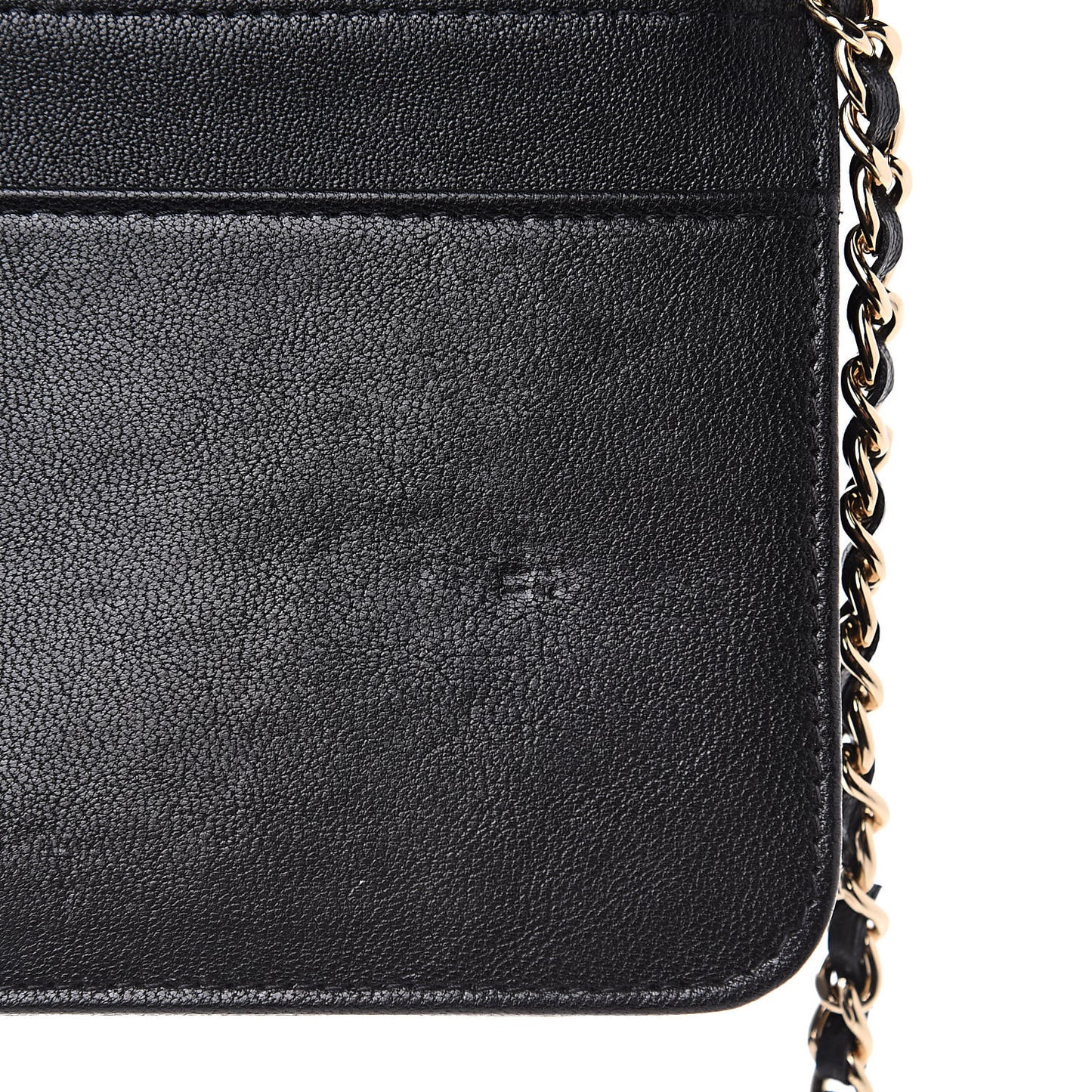 Caviar Sheepskin Chevron Quilted Vintage Mademoiselle Wallet On Chain WOC Black