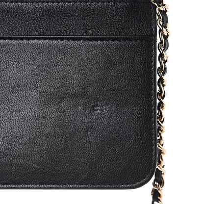 Chanel Caviar Sheepskin Chevron Quilted Vintage Mademoiselle Wallet On Chain WOC Black 9 of 11