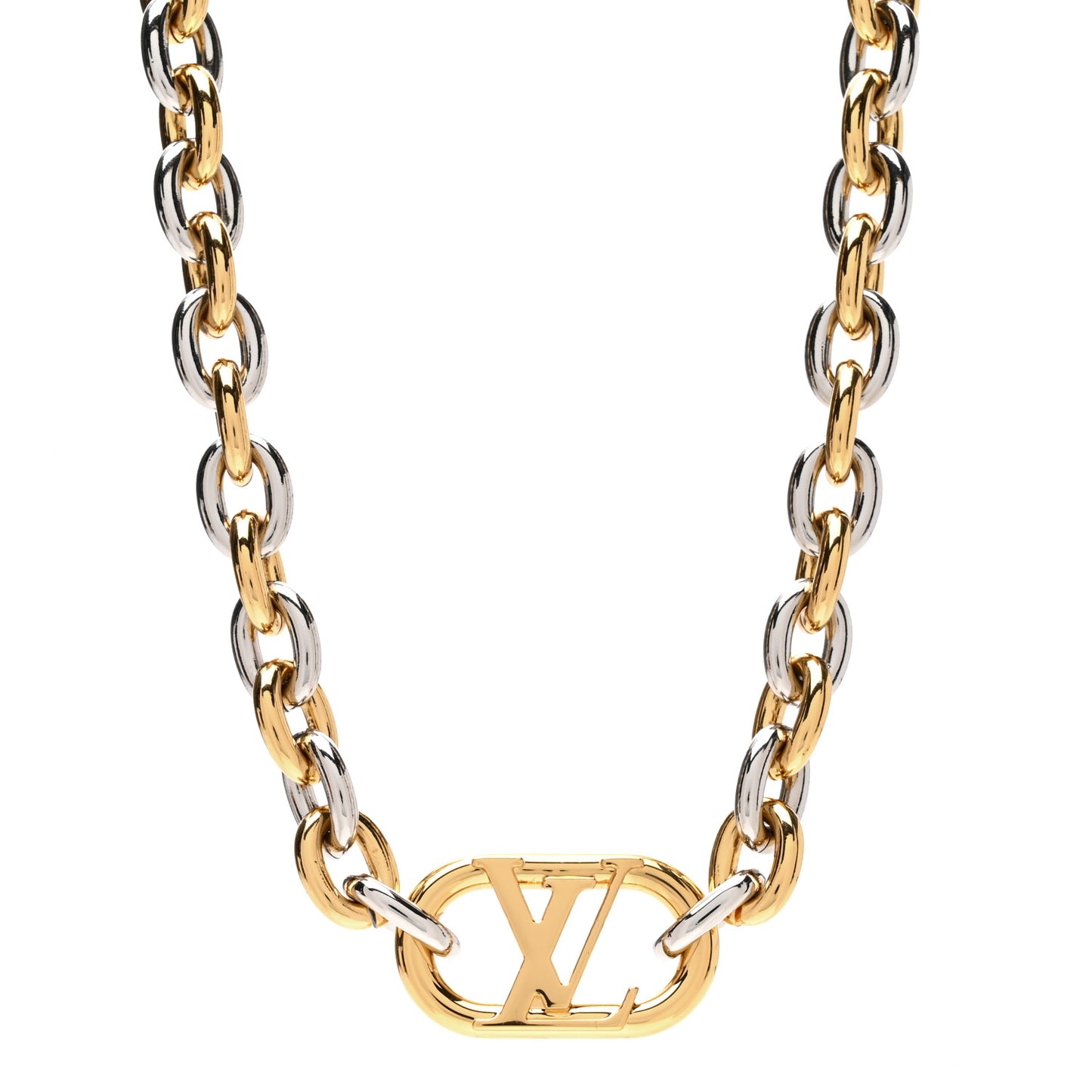 Metal Everyday LV Chain Necklace Gold Silver