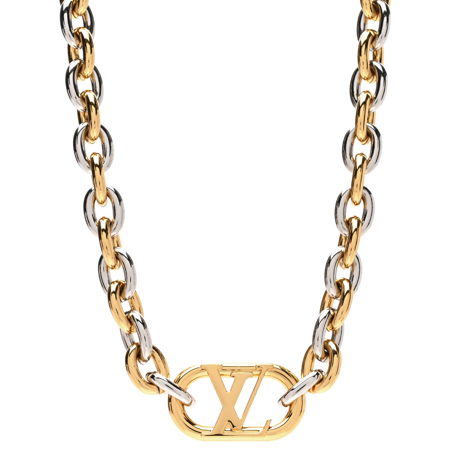 Louis Vuitton Metal Everyday LV Chain Necklace Gold Silver 1 of 4