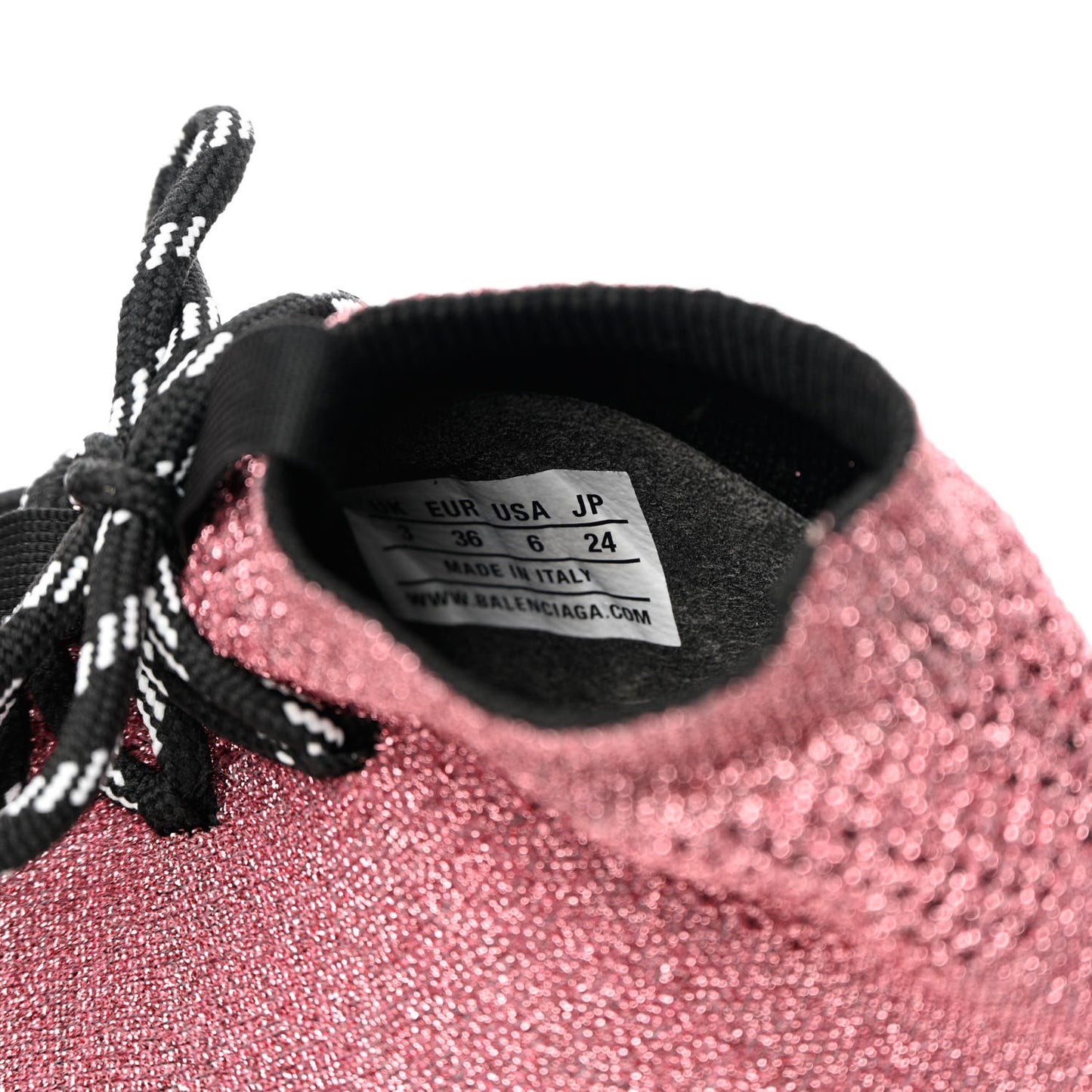 Laminated Knit Womens Speed Lace Up Sneakers 36 Pink White Black