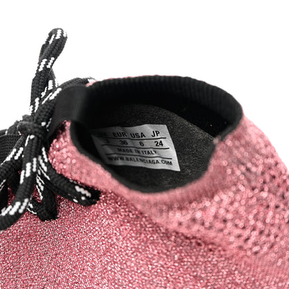 Balenciaga Laminated Knit Womens Speed Lace Up Sneakers 36 Pink White Black 7 of 8