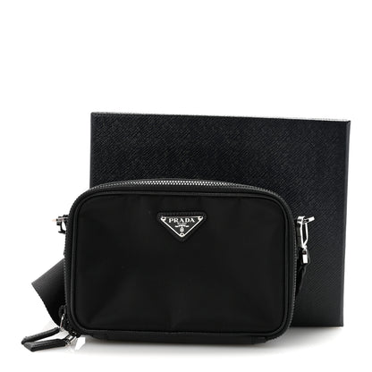 Prada Re-Nylon Saffiano Travel Small Brique Crossbody Bag Black 10 of 10