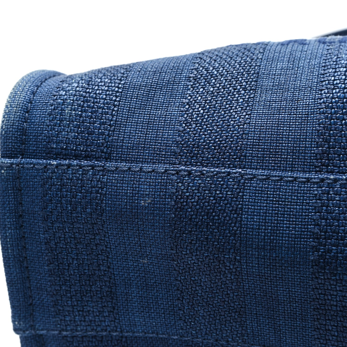 Mixed Fibers Striped Small Deauville Tote Navy Blue
