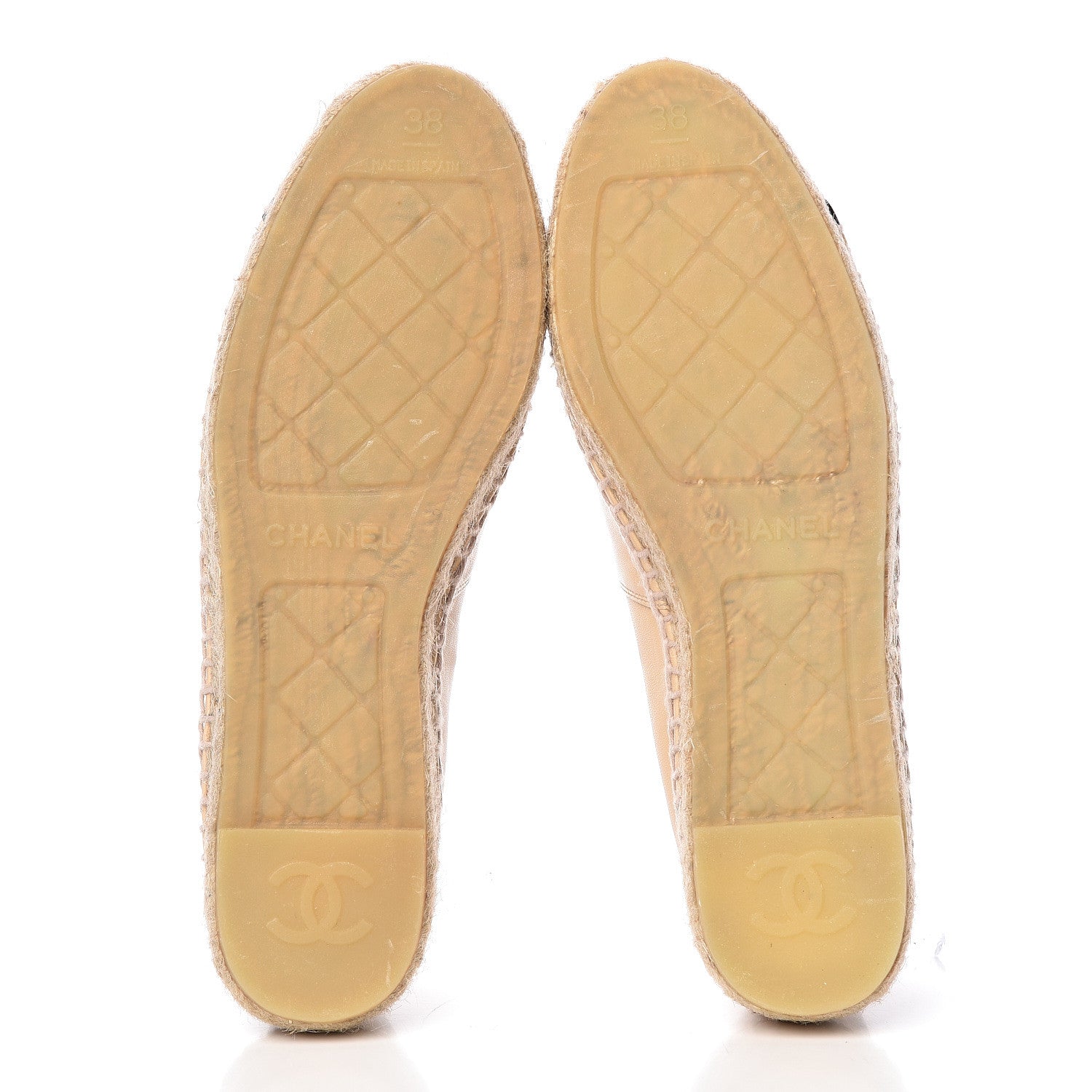 Chanel Lambskin CC Espadrilles 38 Beige Black 5 of 8