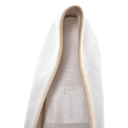 Chanel Lambskin Quilted Cambon Ballerina Flats 41 White Black 8 of 10