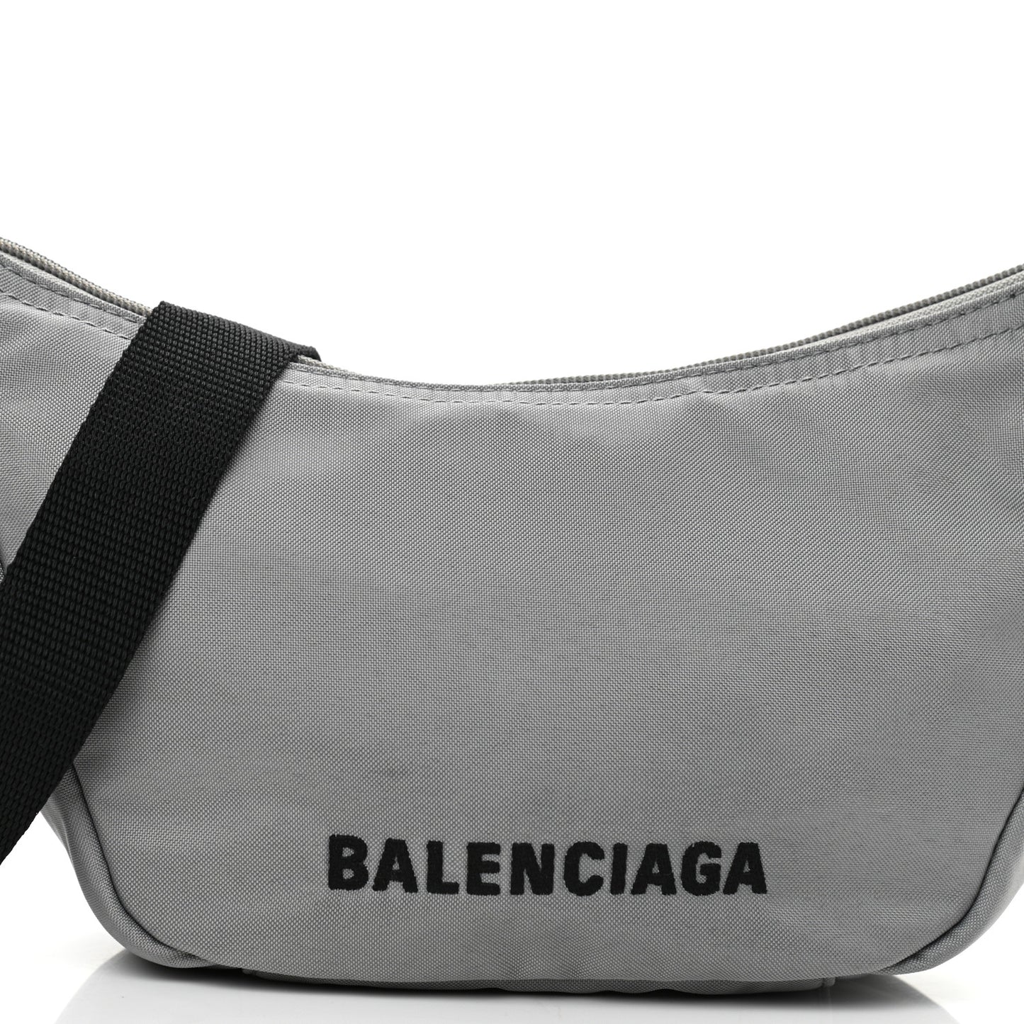 Recycled Sport Nylon Logo Embroidered Wheel Sling Bag Balenciaga Grey Black