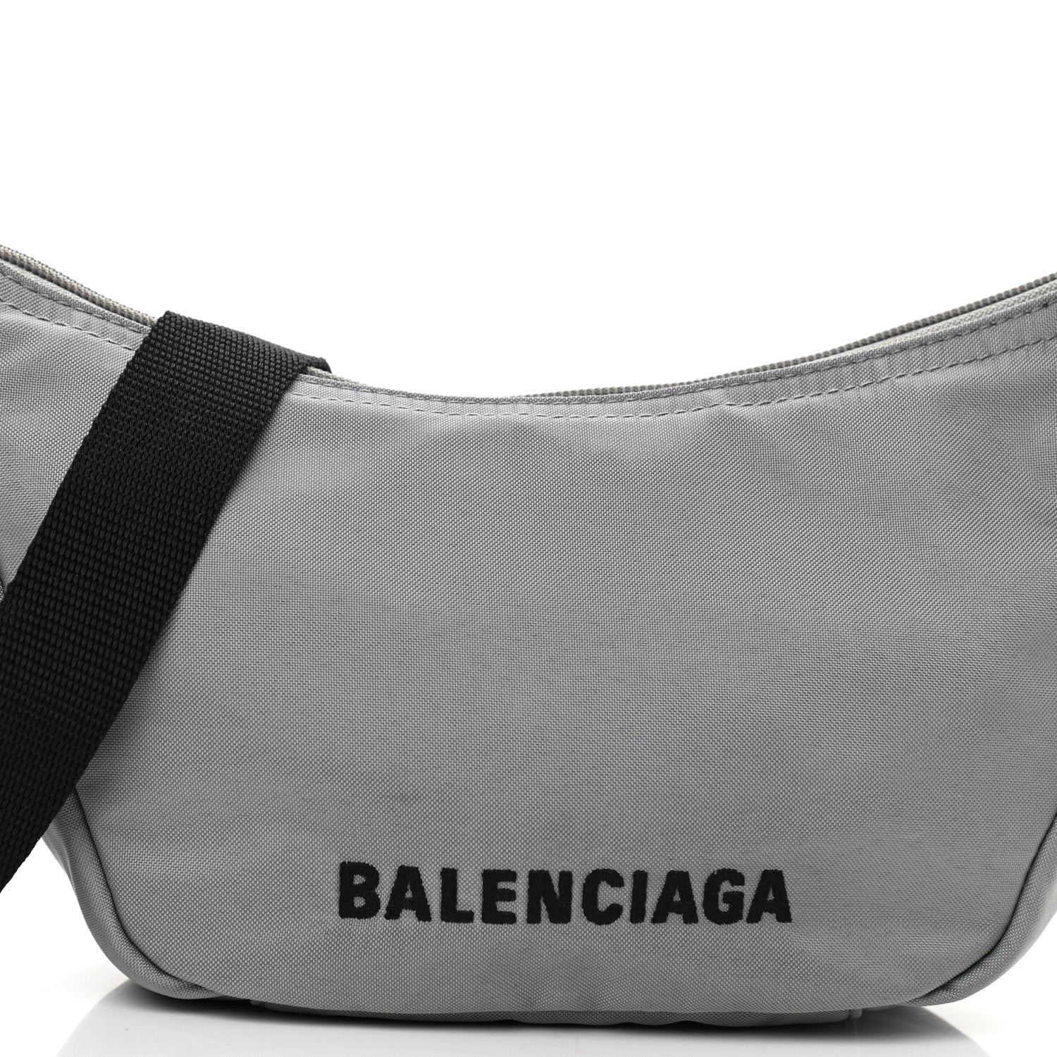 Balenciaga Recycled Sport Nylon Logo Embroidered Wheel Sling Bag Balenciaga Grey Black 6 of 8
