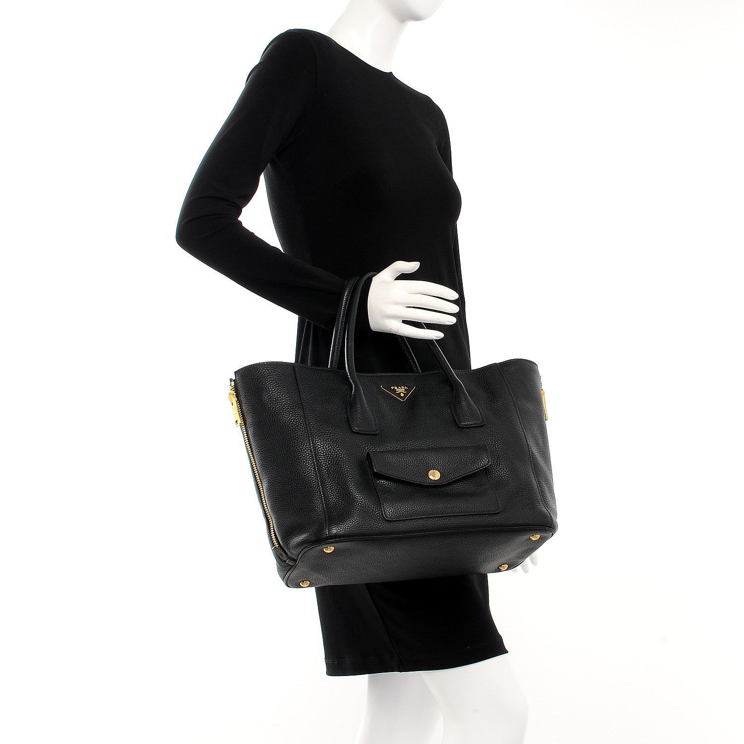 Prada Vitello Daino Tote Nero Black 3 of 11