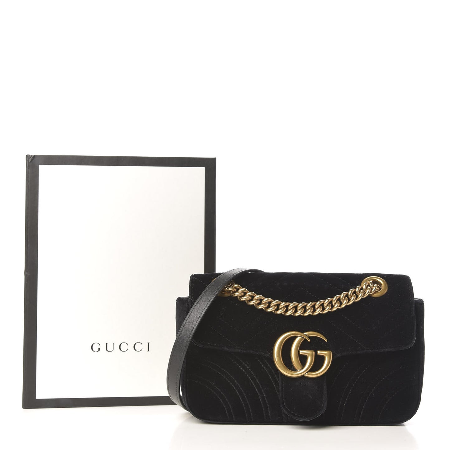 Velvet Matelasse Mini GG Marmont Shoulder Bag Black