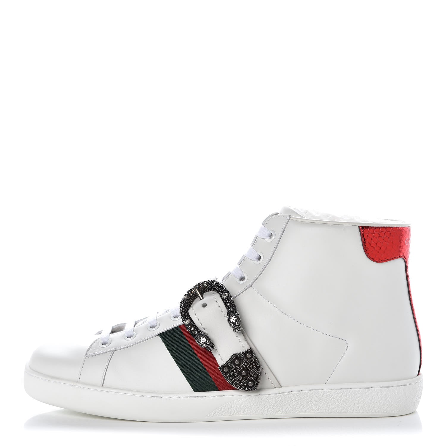 Gucci Calfskin Ayers Web Mens Dionysus High Top Sneakers 9 White 1 of 9