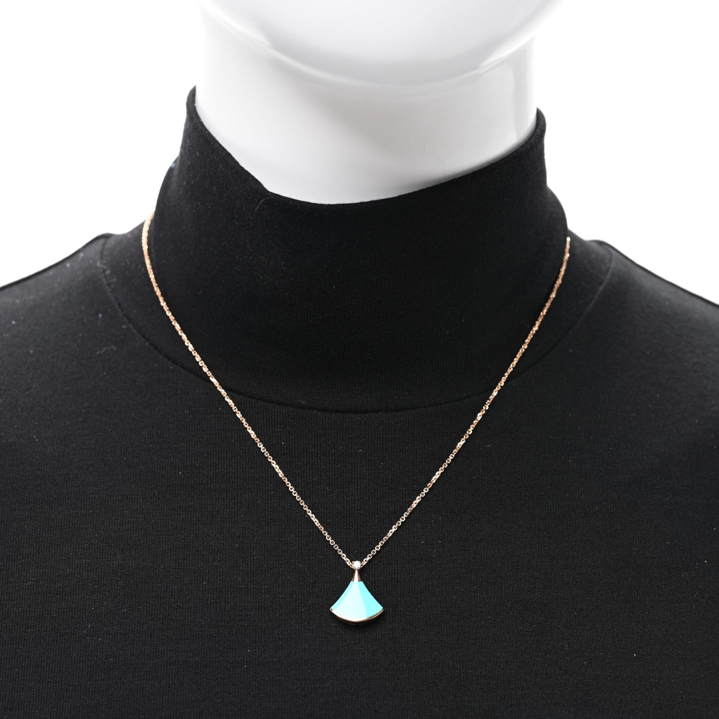 18K Rose Gold Diamond Turquoise Divas' Dream Pendant Necklace