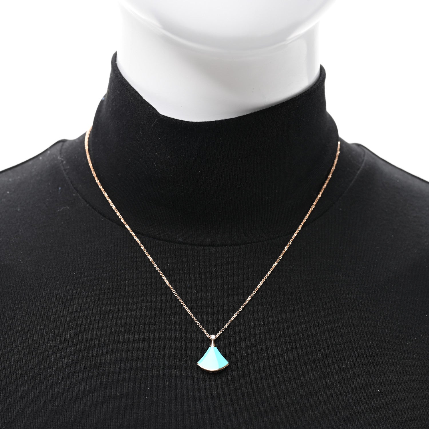 Bulgari 18K Rose Gold Diamond Turquoise Divas' Dream Pendant Necklace 2 of 4